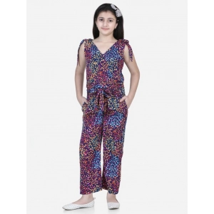 Generic Girl's Polyester Crepe Floral Short Sleeve Set (Multicolor)