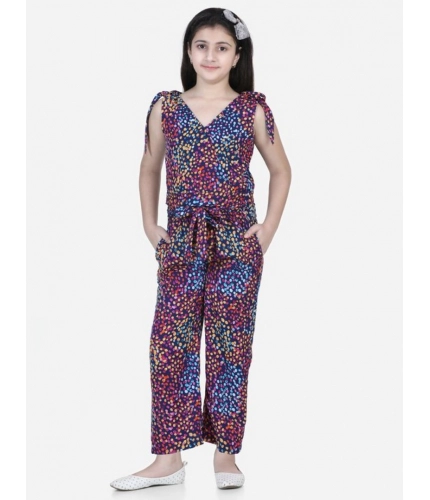 Generic Girl's Polyester Crepe Floral Short Sleeve Set (Multicolor)