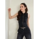 Generic Women's Denim Lycra Solid Sleeveless Top (Black) Generic Women's Denim Lycra Solid Sleeveless Top (Black)