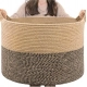 Generic Cotton Pack Of_1 16x14 Inch Storage Basket For Clothes With Out Lid (Beige-Beige-Black)