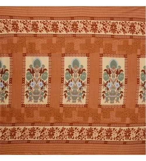 Generic Fleece Floral Printed Double Polar Warm Bedsheet with 2 Pillow Cover (Orange)