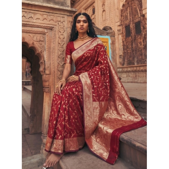 Generic Women's Art Silk Printed Saree With Unstitched Blouse 5.5Mtr (Red) Generic Women's Art Silk Printed Saree With Unstitched Blouse 5.5Mtr (Red)