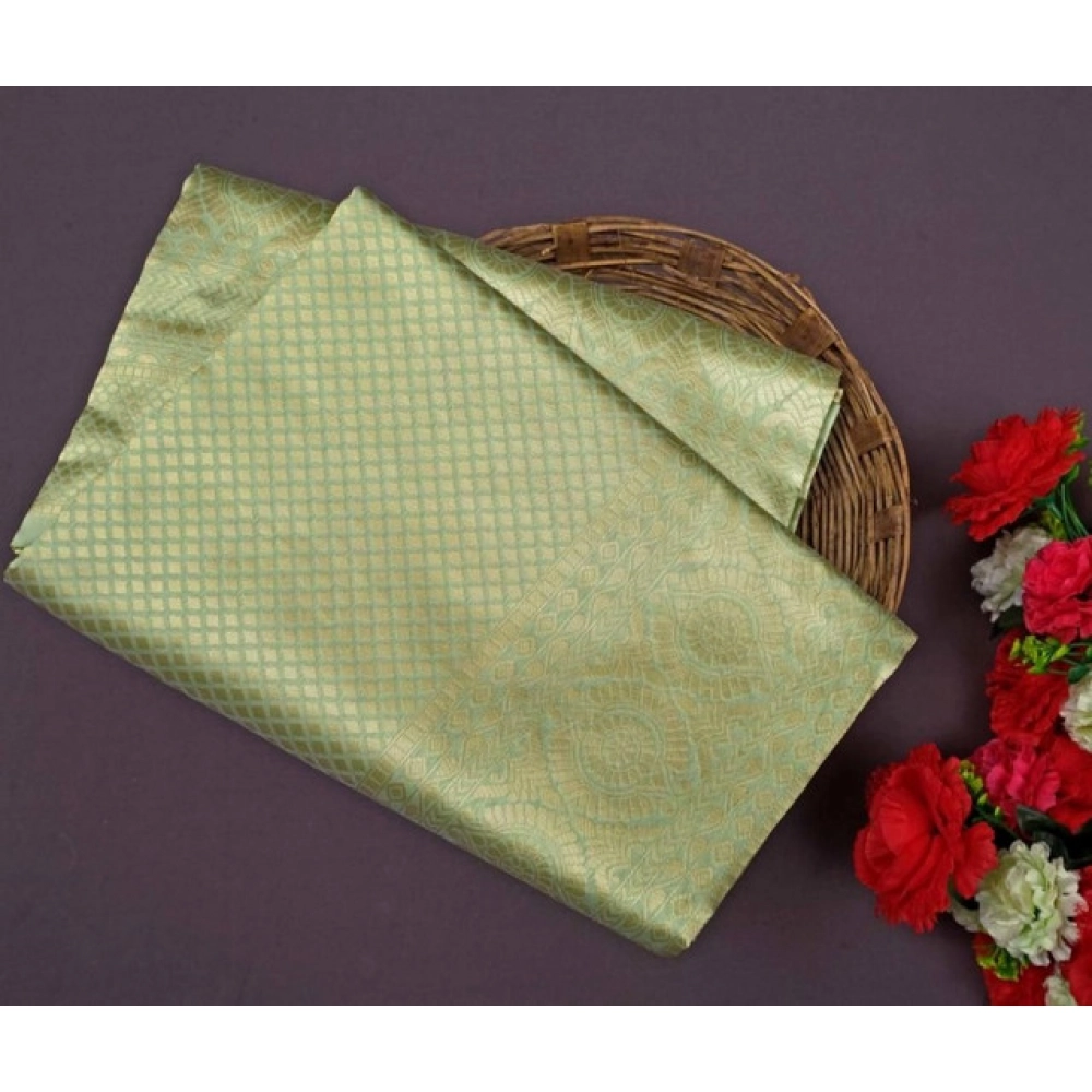 Generic Women's Soft Litchi Silk Jacquard Work Saree With Unstitched Blouse 5.5Mtr (Pista Green) Generic Women's Soft Litchi Silk Jacquard Work Saree With Unstitched Blouse 5.5Mtr (Pista Green)