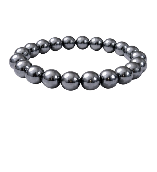 Generic Natural Crystal 8mm Hematite Bracelet (Grey)