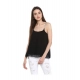 Generic Women's Polyester Embellished Shoulder Straps Top (Black) Generic Women's Polyester Embellished Shoulder Straps Top (Black)
