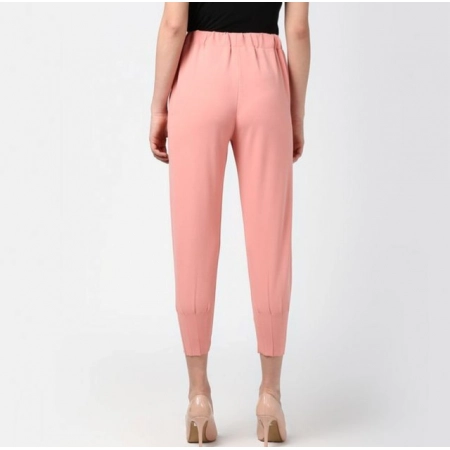 Generic Women's Polyester Solid Elasticated Trousers (Pink) Generic Women's Polyester Solid Elasticated Trousers (Pink)