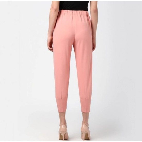 Generic Women's Polyester Solid Elasticated Trousers (Pink) Generic Women's Polyester Solid Elasticated Trousers (Pink)
