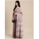 Generic Women's Linen Cotton Printed Saree With Unstitched Blouse 5.5Mtr (Purple)