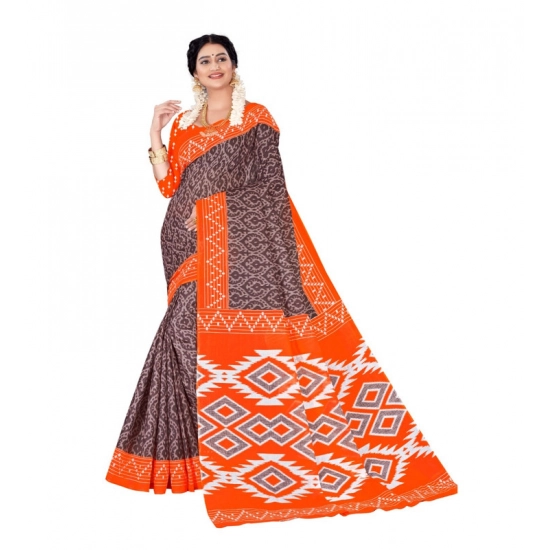 Generic Women's Soft Pure Cotton Printed Saree With Unstitched Blouse 5.5Mtr (Orange) Generic Women's Soft Pure Cotton Printed Saree With Unstitched Blouse 5.5Mtr (Orange)