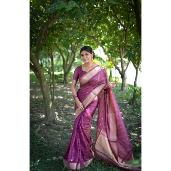 Generic Women's Silk_Blend Butti Pattern Saree With Unstitched Blouse 5.5Mtr (Purple) Generic Women's Silk_Blend Butti Pattern Saree With Unstitched Blouse 5.5Mtr (Purple)