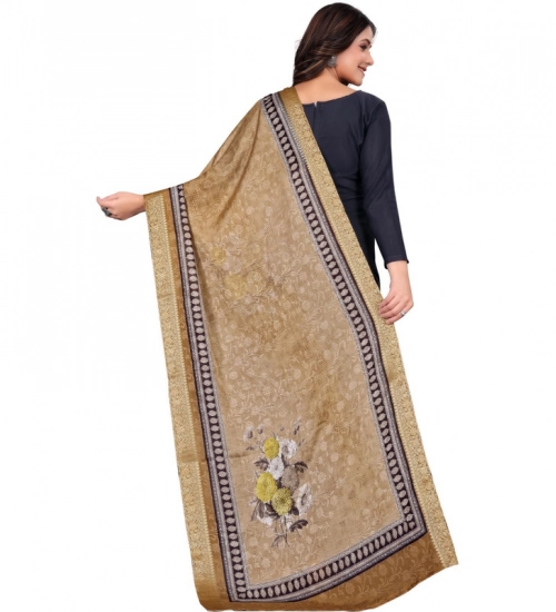 Generic Women's chanderi silk  Printed Dupatta (Beige, Length: 2 Mtr)