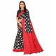 Generic Women's Soft Pure Cotton Printed Saree With Unstitched Blouse 5.5Mtr (Black)
