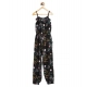Generic Girl's Rayon Floral Sleeveless Jumpsuit (Black-Pink)