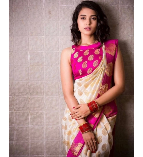 Generic Women's Soft Lichi Silk Printed Saree With Unstitched Blouse 5.5Mtr (White) Generic Women's Soft Lichi Silk Printed Saree With Unstitched Blouse 5.5Mtr (White)