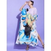 Generic Women's Satin Colour Blocking Kaftan Dress (Multicolor)