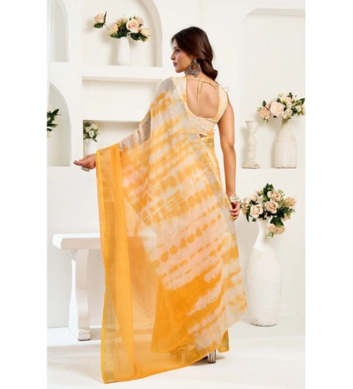 Generic Women's Linen Cotton Printed Ready To Wear Saree With Unstitched Blouse 5.5 Mtr (Yellow) Generic Women's Linen Cotton Printed Ready To Wear Saree With Unstitched Blouse 5.5 Mtr (Yellow)