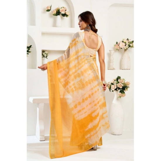 Generic Women's Linen Cotton Printed Ready To Wear Saree With Unstitched Blouse 5.5 Mtr (Yellow) Generic Women's Linen Cotton Printed Ready To Wear Saree With Unstitched Blouse 5.5 Mtr (Yellow)