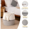 Generic Cotton Matka With Handle 14x12 Inch Storage Basket For Clothes With Out Lid (Gray-White)