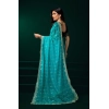 Generic Women's Net Sequence Saree With Unstitched Blouse 5.5Mtr (Turquoise)