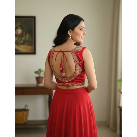 Generic Women's Zimmi Choo Embroidered V-Neck Padded Blouse (Red 38 Ready (Self Alterable 36–40) Generic Women's Zimmi Choo Embroidered V-Neck Padded Blouse (Red 38 Ready (Self Alterable 36–40)