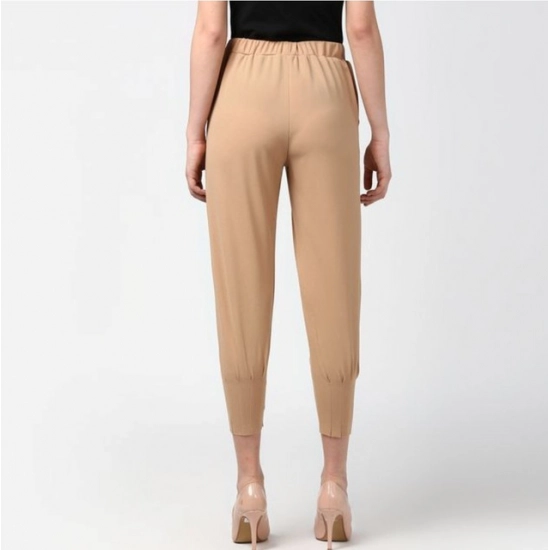 Generic Women's Polyester Solid Elasticated Trousers (Beige) Generic Women's Polyester Solid Elasticated Trousers (Beige)