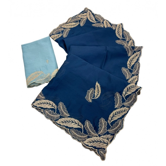 Generic Women's Chiffon Embroidered Saree With Unstitched Blouse 5.5Mtr (Blue) Generic Women's Chiffon Embroidered Saree With Unstitched Blouse 5.5Mtr (Blue)