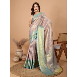 Generic Women's Jacquard Saree With Unstitched Blouse 5.5Mtr (Multicolor)