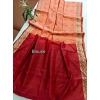 Generic Women's Raw Silk Ikkat Saree With Unstitched Blouse 5.5Mtr (Peach)