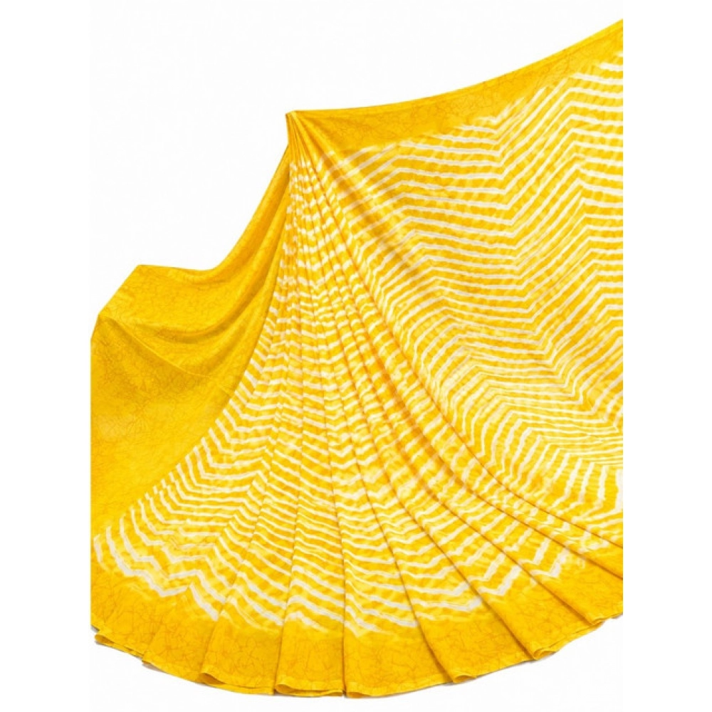 Generic Women's Georgette Printed Saree With Unstitched Blouse 5.5Mtr (Yellow)