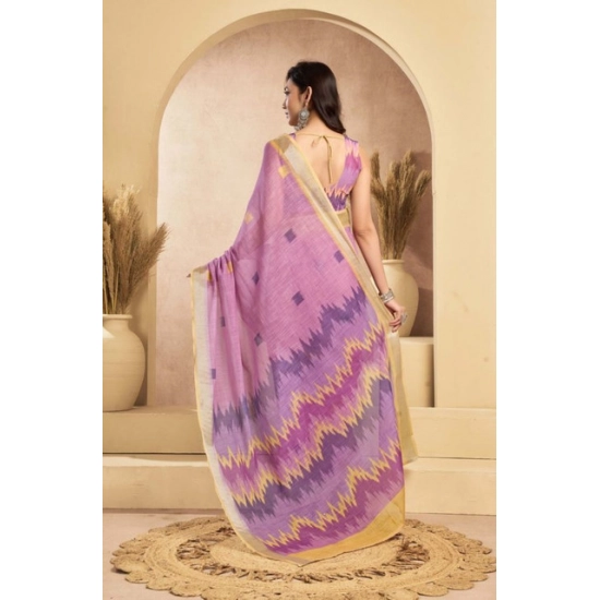 Generic Women's Faux Linen Floral Ready to wear Saree With Unstitched Blouse 5.5Mtr (Lavender) Generic Women's Faux Linen Floral Ready to wear Saree With Unstitched Blouse 5.5Mtr (Lavender)