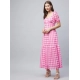 Generic Women's Polyester Georgette Checkered Half Sleeve Dress (Pink) Generic Women's Polyester Georgette Checkered Half Sleeve Dress (Pink)