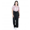 Generic Girl's Polyester Floral Short Sleeves Jumpsuit (White-Black) Generic Girl's Polyester Floral Short Sleeves Jumpsuit (White-Black)