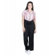 Generic Girl's Polyester Floral Short Sleeves Jumpsuit (White-Black) Generic Girl's Polyester Floral Short Sleeves Jumpsuit (White-Black)