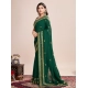 Generic Women's Vichitra Silk Embroidery Work Saree With Unstitched Blouse 5.5Mtr (Green)