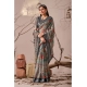 Generic Women's Faux_Linen Printed Saree With Unstitched Blouse 5.5Mtr (Light_Grey)
