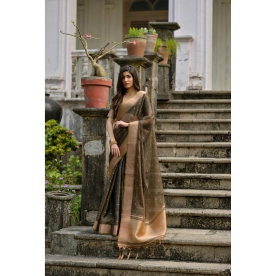 Generic Women's Silk_Blend Butti Pattern Saree With Unstitched Blouse 5.5Mtr (Coffee) Generic Women's Silk_Blend Butti Pattern Saree With Unstitched Blouse 5.5Mtr (Coffee)