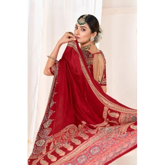 Generic Women's Crepe Printed Saree With Unstitched Blouse 5.5Mtr (Maroon) Generic Women's Crepe Printed Saree With Unstitched Blouse 5.5Mtr (Maroon)