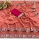 Generic Women's Star Georgette Embroidered Saree With Unstitched Blouse 5.5Mtr (Orange)
