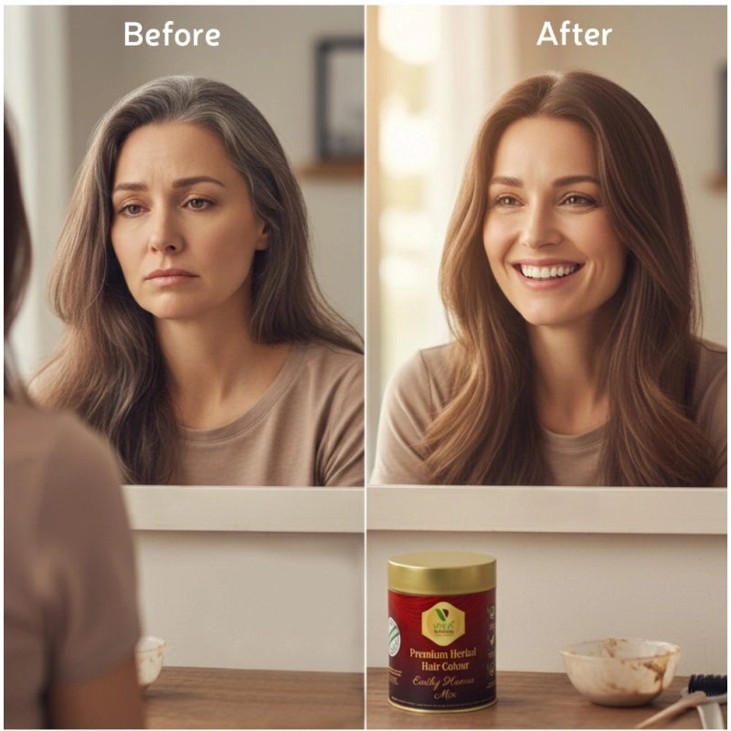 Generic Women's Vixa Naturals Dark Brown Mix Hair Color | Henna Powder for Hair | Natural Black Herbal Hair Dye | Organic Mehndi with Indigo, Tulsi, Baheda &amp; Thankuni | 25g x 8