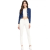 Generic Women's Denim Embellished Long Sleeves Shrug (Blue)