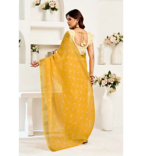Generic Women's Linen Cotton Printed Ready To Wear Saree With Unstitched Blouse 5.5 Mtr (Yellow) Generic Women's Linen Cotton Printed Ready To Wear Saree With Unstitched Blouse 5.5 Mtr (Yellow)