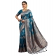 Generic Women's Silk Blend Printed Saree With Unstitched Blouse 5.5Mtr (Teal Blue)