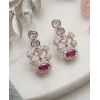 Generic Women's Brass Silver Plated Necklace set (Pink)