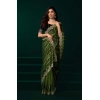 Generic Women's Net Sequence Saree With Unstitched Blouse 5.5Mtr (Green)