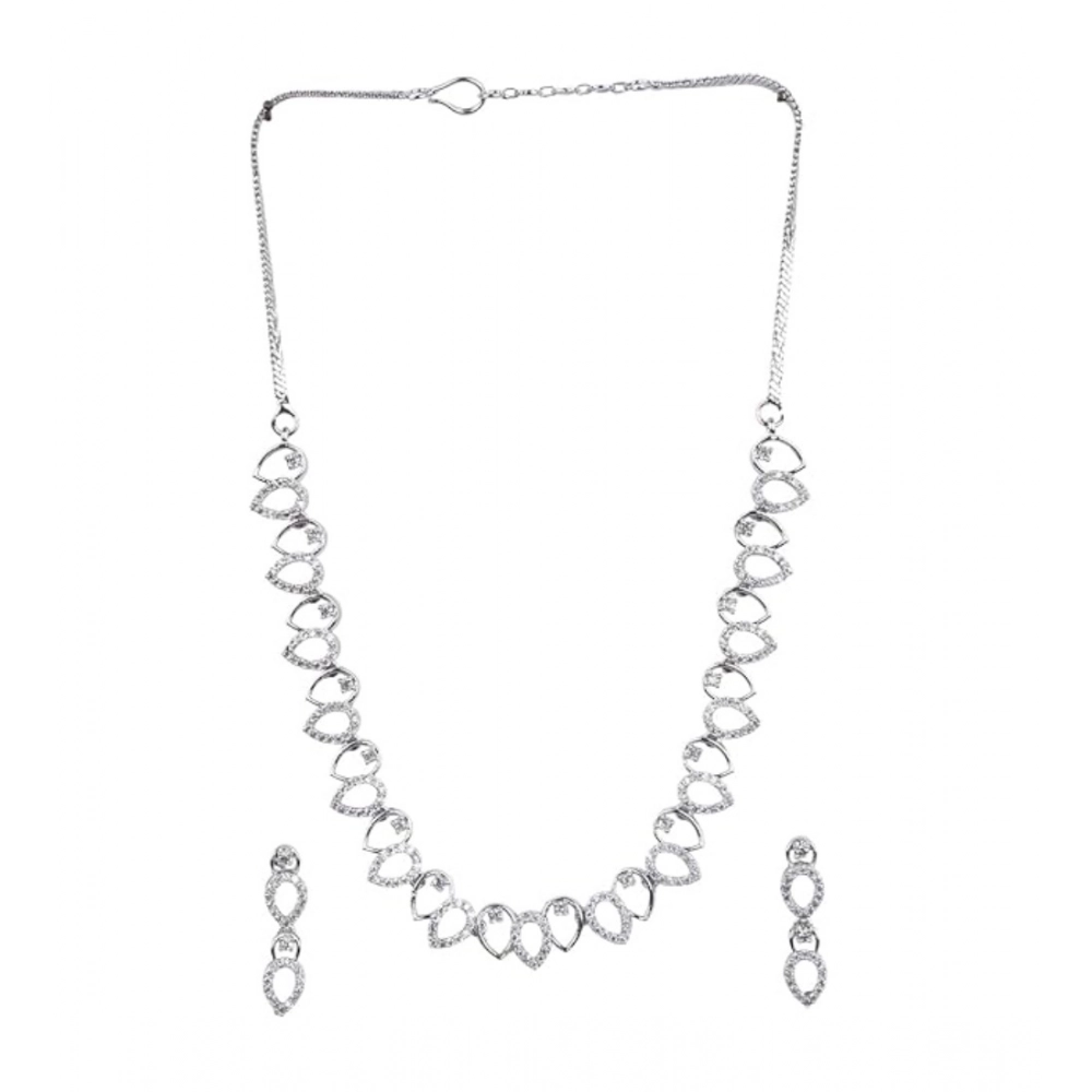 Generic Women's Brass Silver Plated Necklace set (Silver) Generic Women's Brass Silver Plated Necklace set (Silver)