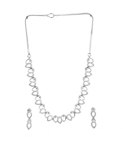 Generic Women's Brass Silver Plated Necklace set (Silver)