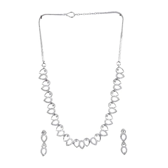 Generic Women's Brass Silver Plated Necklace set (Silver) Generic Women's Brass Silver Plated Necklace set (Silver)