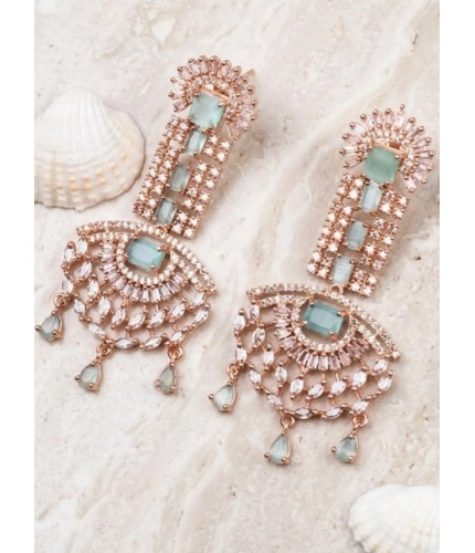 Generic Women's Brass Silver Plated Drop Earrings (Turquoise)
