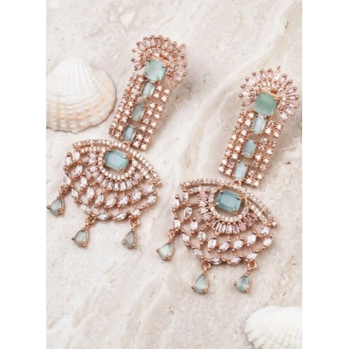 Generic Women's Brass Silver Plated Drop Earrings (Turquoise)