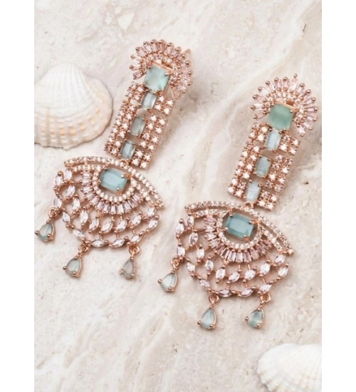 Generic Women's Brass Silver Plated Drop Earrings (Turquoise)